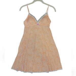 Victoria's Secret Peach Ivory Animal Print Chemise Dress Babydoll Nightgown S
